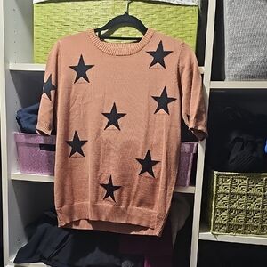 Women's Size Medium New Without Tag Premise Brown & Black Star Sweater